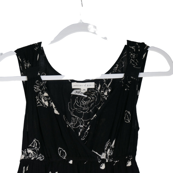 Patrons of Piece Black Dress Womens Size XS Black Floral Sheer Elastic Waist - Picture 3 of 11